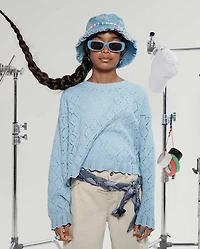 Girls Scalloped Crochet Sweater