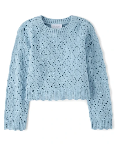 Girls Scalloped Crochet Sweater