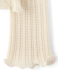 Girls Lettuce Pointelle Cardigan