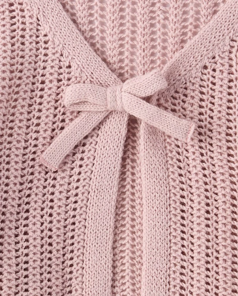 Girls Lettuce Pointelle Cardigan