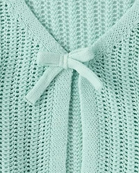 Girls Lettuce Pointelle Cardigan