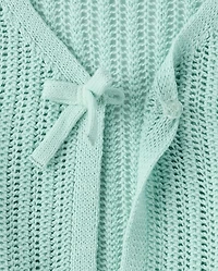 Girls Lettuce Pointelle Cardigan