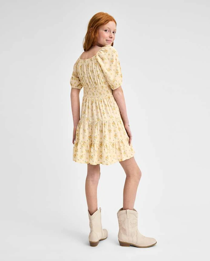 Girls Floral Tiered Corset Dress