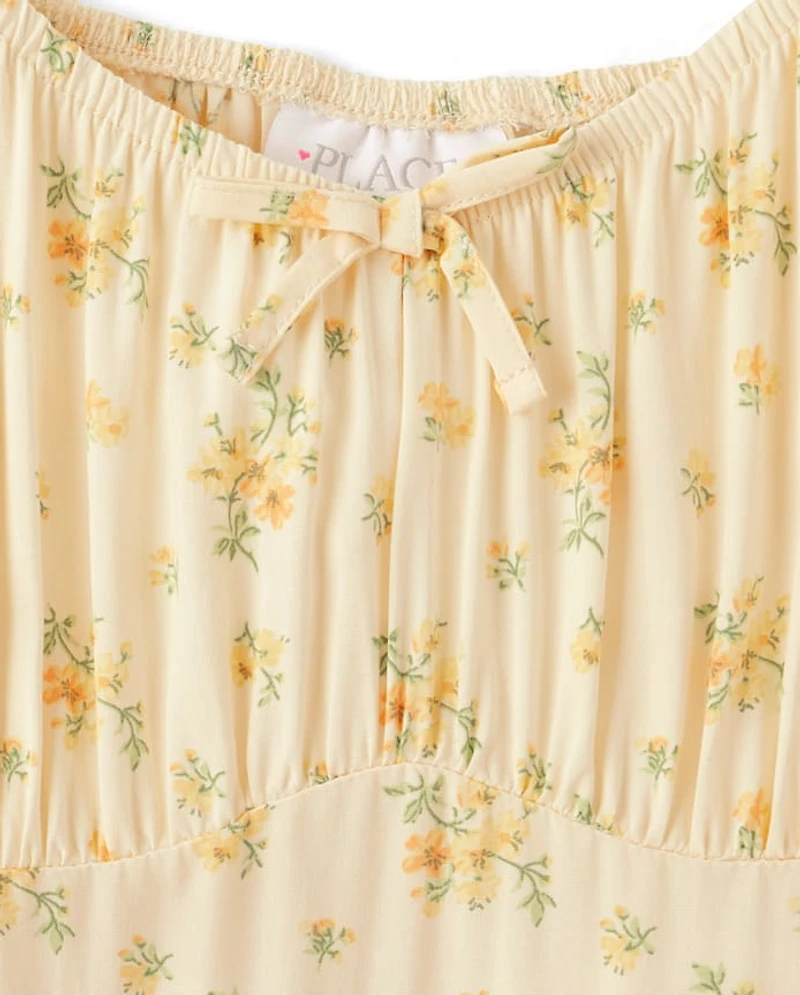 Robe à volants fleurie pour fille