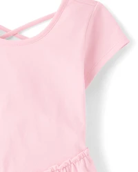 Girls Cross Back Ruffle V-Waist Dress