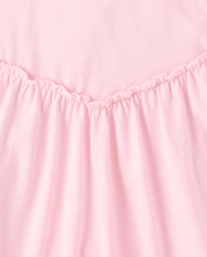 Girls Cross Back Ruffle V-Waist Dress