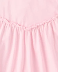 Girls Cross Back Ruffle V-Waist Dress