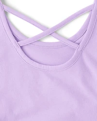 Girls Cross Back Ruffle V-Waist Dress