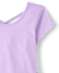 Girls Cross Back Ruffle V-Waist Dress