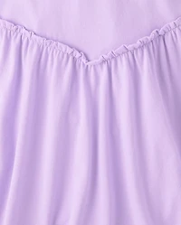 Girls Cross Back Ruffle V-Waist Dress