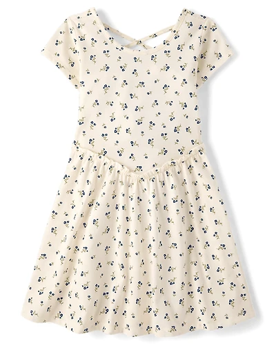 Robe à fleurs pour filles, dos crois