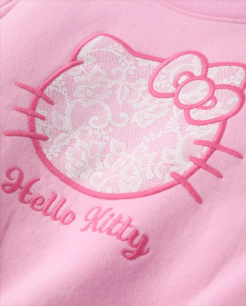 Girls Hello Kitty® Embroidered Premium Fleece Sweatshirt