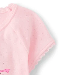 Girls Hello Kitty® Rhinestone Pointelle Raglan Top
