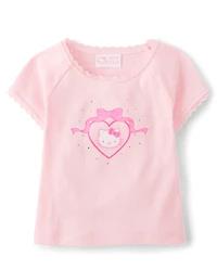 Girls Hello Kitty® Rhinestone Pointelle Raglan Top