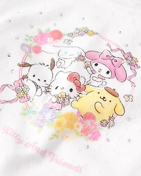 Girls Hello Kitty® Rhinestone Pointelle Raglan Top