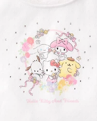 Girls Hello Kitty® Rhinestone Pointelle Raglan Top