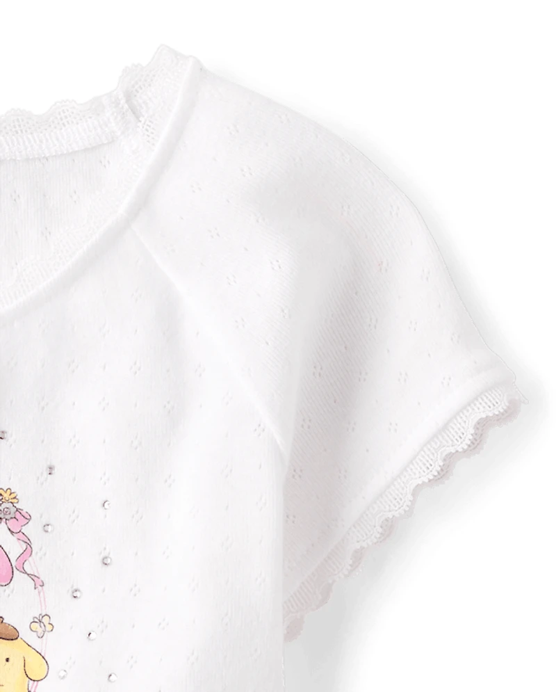 Girls Hello Kitty® Rhinestone Pointelle Raglan Top