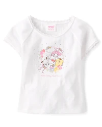 Girls Hello Kitty® Rhinestone Pointelle Raglan Top