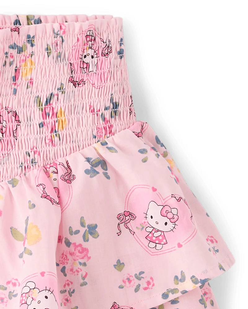 Jupe à volants smockée imprimée Hello Kitty® pour filles