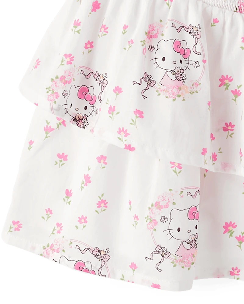 Girls Hello Kitty® Print Smocked Tiered Skirt