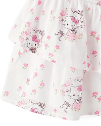 Girls Hello Kitty® Print Smocked Tiered Skirt