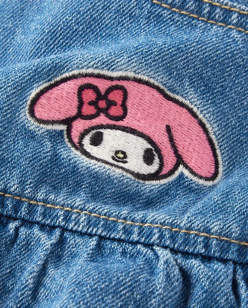 Girls Hello Kitty® And Friends Embroidered Tiered Denim Skort
