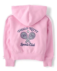Girls Hello Kitty® Side Stripe Bow Premium Fleece Zip Up Hoodie