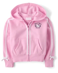 Girls Hello Kitty® Side Stripe Bow Premium Fleece Zip Up Hoodie