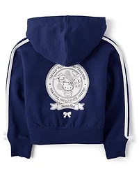 Girls Hello Kitty® Side Stripe Bow Premium Fleece Zip Up Hoodie