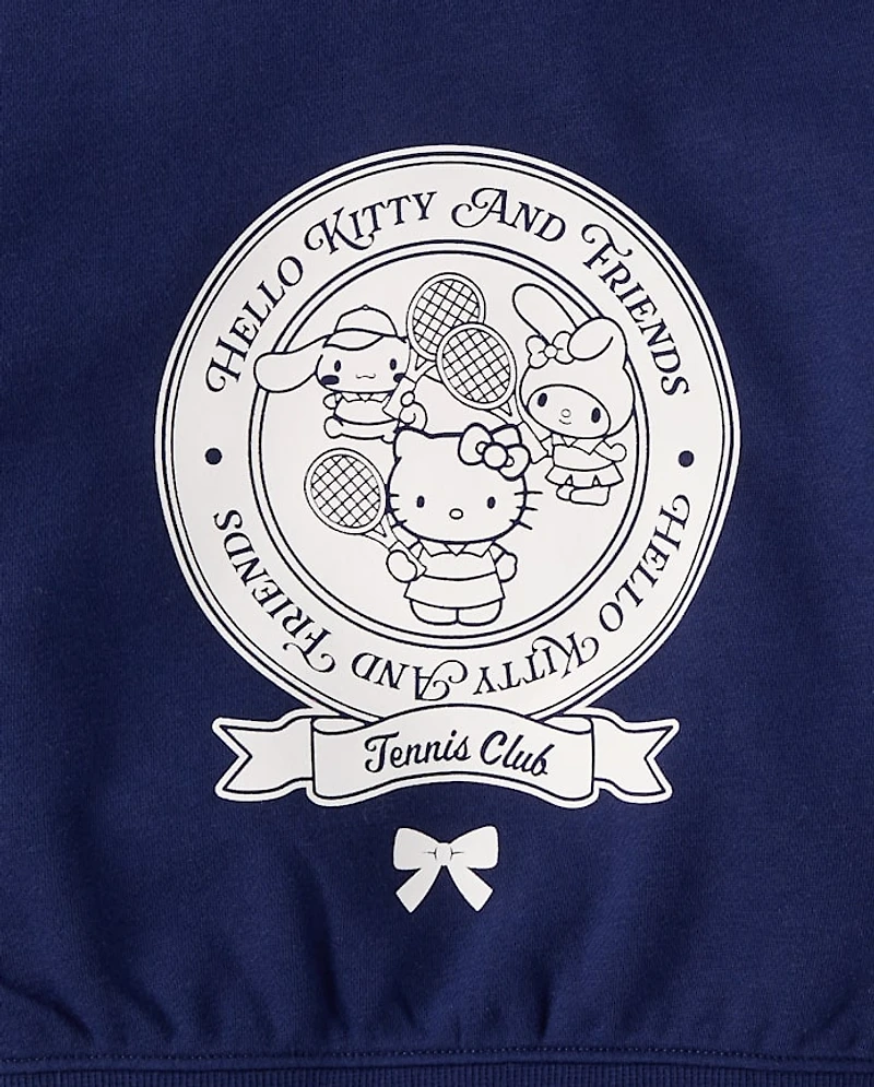 Girls Hello Kitty® Side Stripe Bow Premium Fleece Zip Up Hoodie