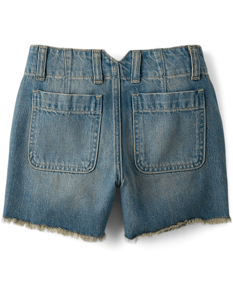 Tween Girls Ripped Relaxed Midi Jean Shorts