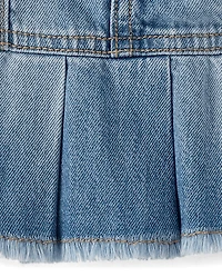 Girls Denim Pleated Skort