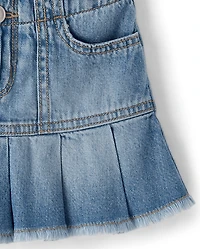 Girls Denim Pleated Skort