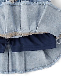 Girls Denim Pleated Skort