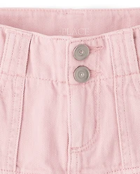 Jupe-short plissée en denim teint pour fille