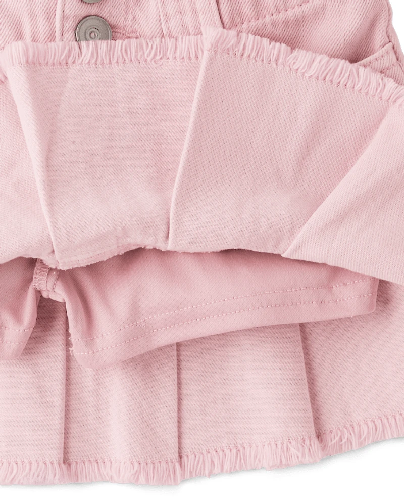 Girls Garment Dyed Denim Pleated Skort