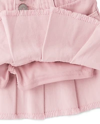 Girls Garment Dyed Denim Pleated Skort