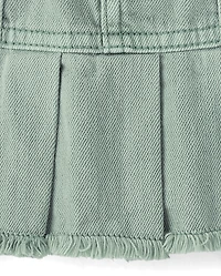 Girls Garment Dyed Denim Pleated Skort