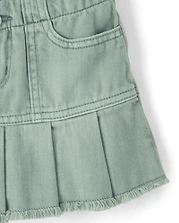 Girls Garment Dyed Denim Pleated Skort