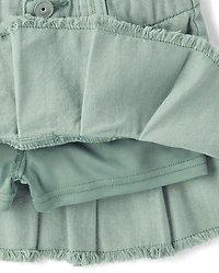 Girls Garment Dyed Denim Pleated Skort