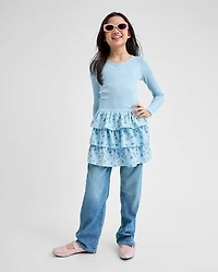 Girls Floral Tiered Drop Waist Dress