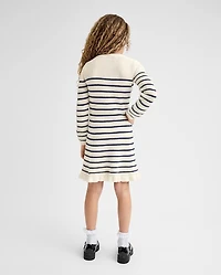 Girls Striped Bow Sweater Dress
