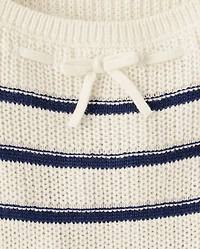 Girls Striped Bow Sweater Dress