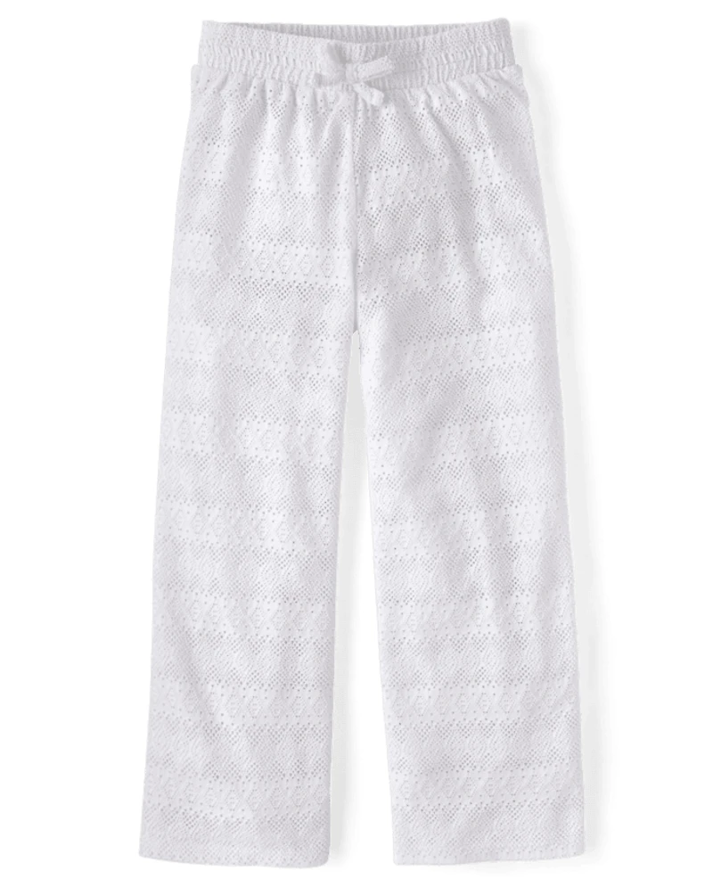 Pantalon de plage large en dentelle pour filles