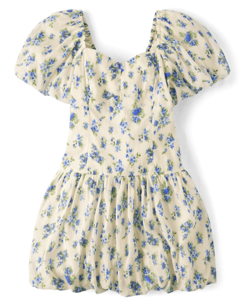 Robe mini à bulles texturée fleurs assortie pour femme et fille