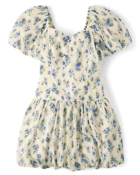 Robe mini à bulles texturée fleurs assortie pour femme et fille