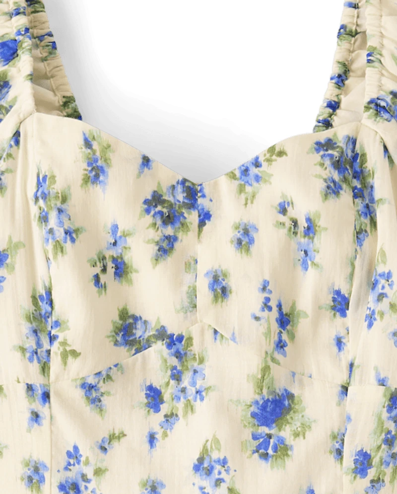 Robe mini à bulles texturée fleurs assortie pour femme et fille