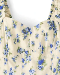 Robe mini à bulles texturée fleurs assortie pour femme et fille