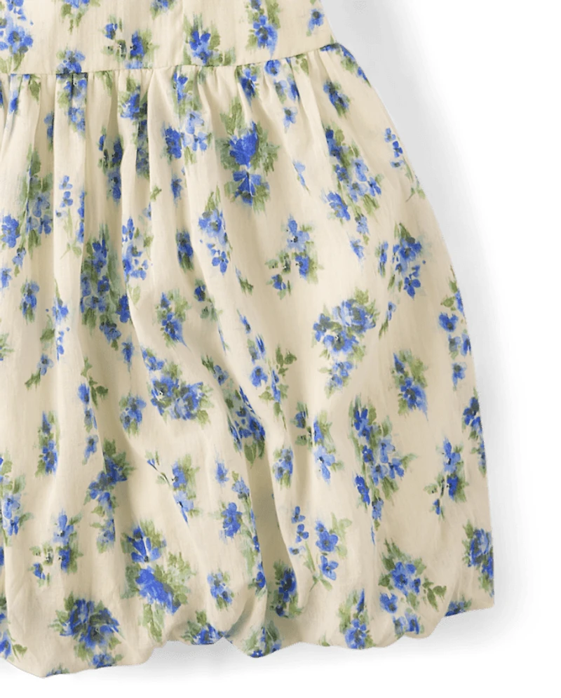 Robe mini à bulles texturée fleurs assortie pour femme et fille