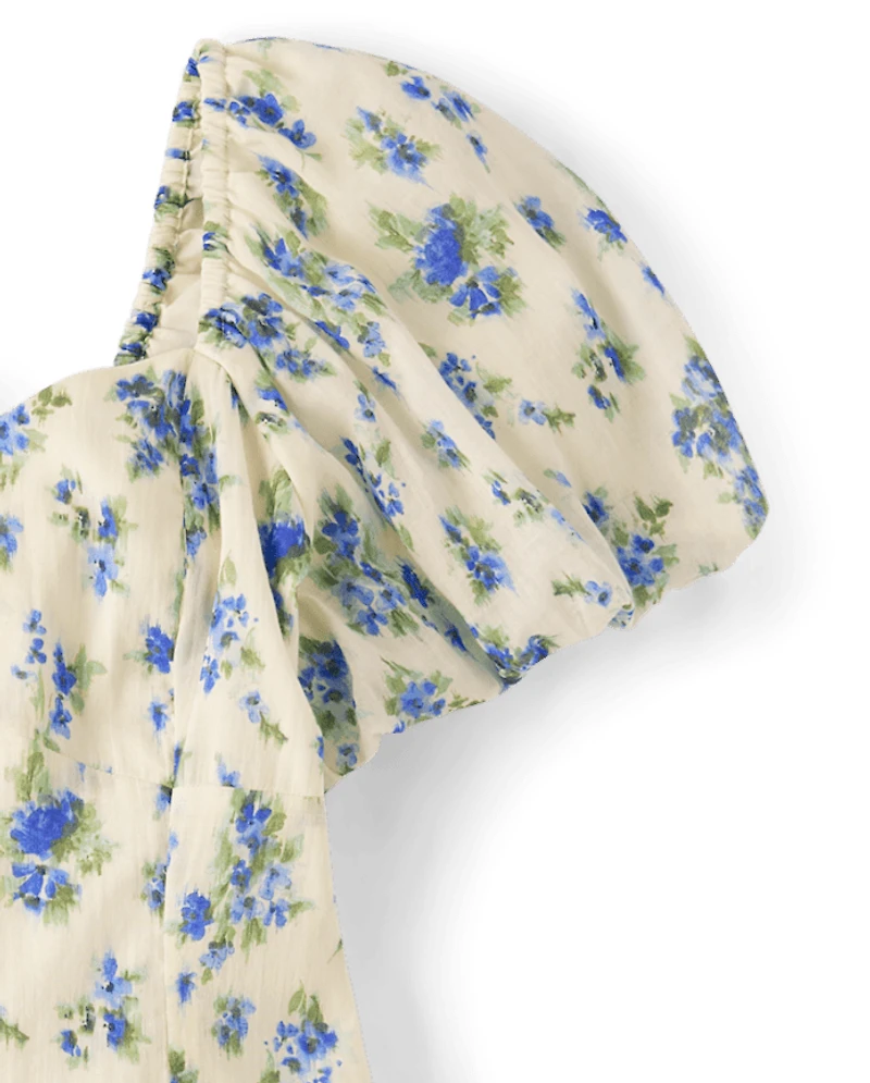 Womens Mommy And Me Floral Textured Mini Bubble Dress